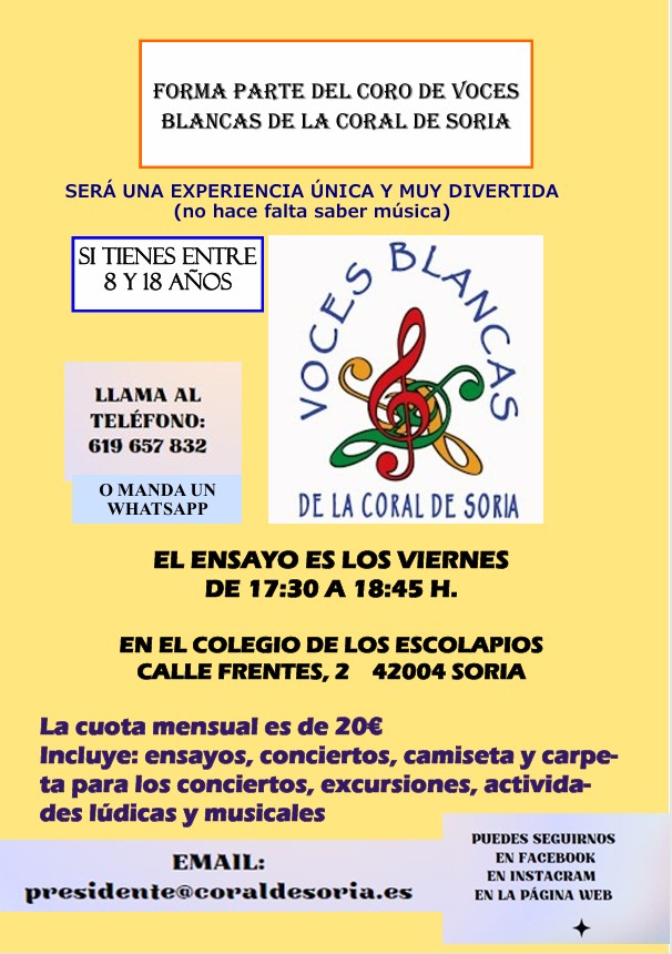 FORMA PARTE DEL CORO DE VOCES BLANCAS